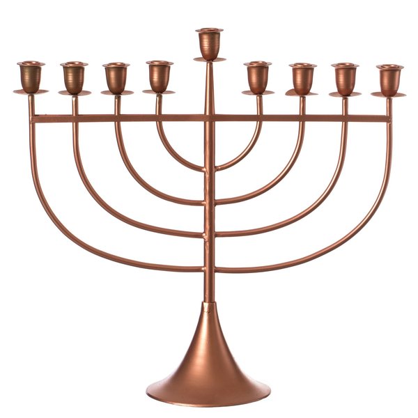 Vintiquewise Modern Solid Metal Judaica Hanukkah Menorah 9 Branched Candelabra, Copper Small QI004119.BR.S